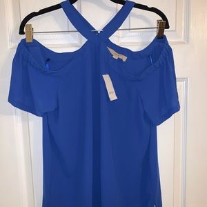 Royal Blue LOFT Off the Shoulder Blouse